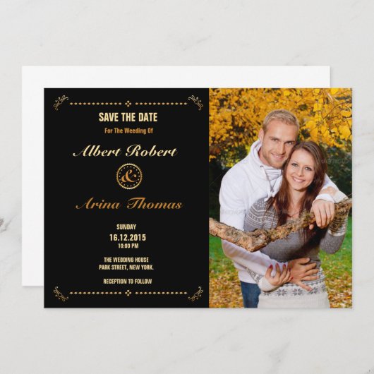 Wedding Save The Date Card Template Kaart (Voorkant / Achterkant)