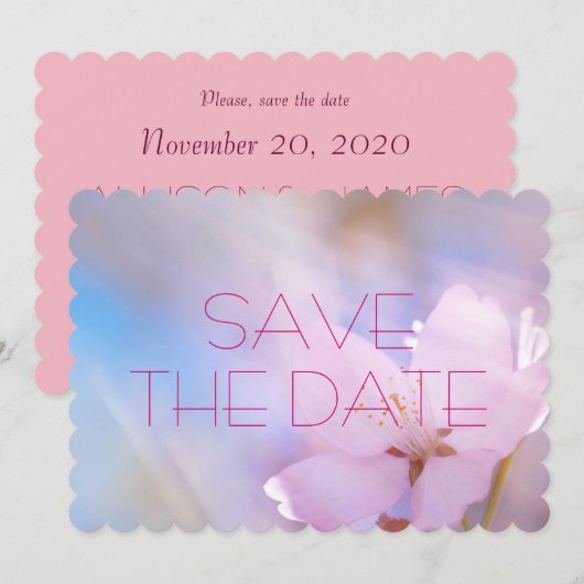 Wedding Save the Date Cherry Blossom (Voorkant / Achterkant)