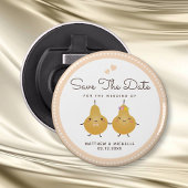 Wedding Save The Date Cute Mr & Mrs Cartoon Couple Button Flesopener