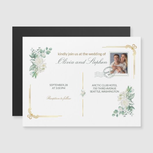 wedding save the date engagement magnet (Voorkant / Achterkant)