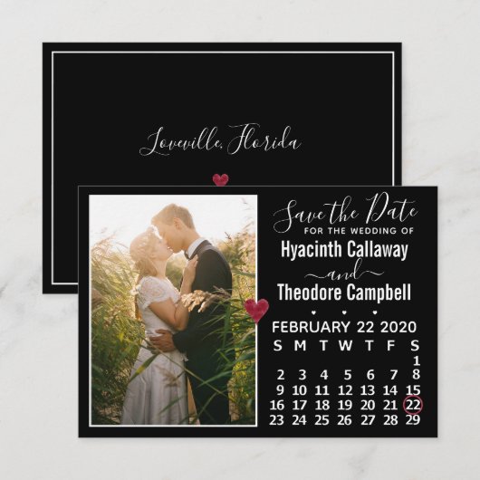 Wedding Save the Date February 2020 Calendar Photo (Voorkant / Achterkant)