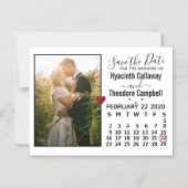 Wedding Save the Date February 2020 Calendar Photo Magnetische Uitnodiging (Voorkant)