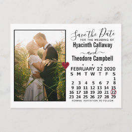 Wedding Save the Date February 2020 Calendar Photo Uitnodiging Briefkaart