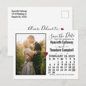 Wedding Save the Date February 2022 Calendar Photo Uitnodiging Briefkaart (Voorkant / Achterkant)