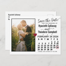 Wedding Save the Date February 2024 Calendar Photo