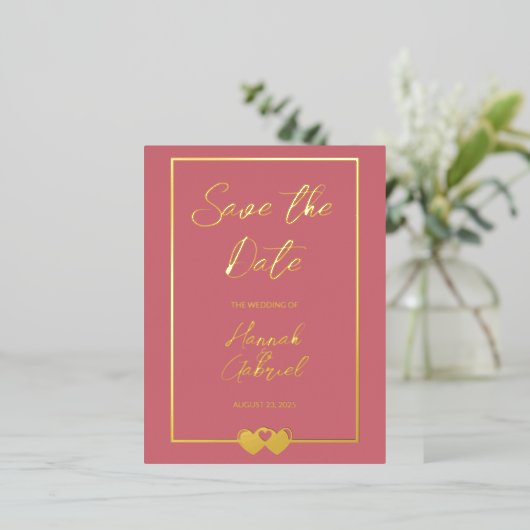 Wedding Save the Date Folie Invitation Briefkaart (Staand Voorkant)