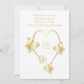 Wedding Save The Date Gold Colour Heart Butterfly (Achterkant)