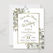 Wedding Save the Date Golden Pine & Greenery Magnetische Uitnodiging (Voorkant)