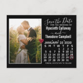 Wedding Save the Date January 2020 Calendar Photo Uitnodiging Briefkaart (Voorkant)