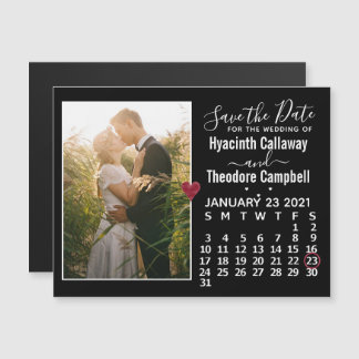 Wedding Save the Date January 2021 Calendar Photo Magnetische Uitnodiging