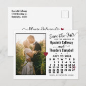 Wedding Save the Date Juli 2024 Calendar Photo Uitnodiging Briefkaart (Voorkant / Achterkant)