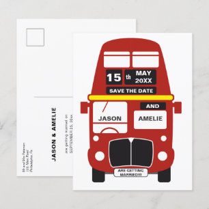 Wedding Save the Date London Bus Aankondigingskaart