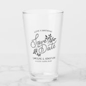 Wedding Save the Date Love is Breking Botanicals Glas (Voorkant)