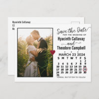 Wedding Save the Date March 2024 Calendar Photo