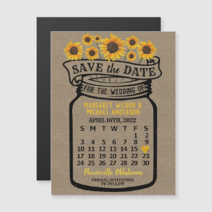 Wedding Save the Date Mason Jar Boerderij April 20 Magnetische Uitnodiging