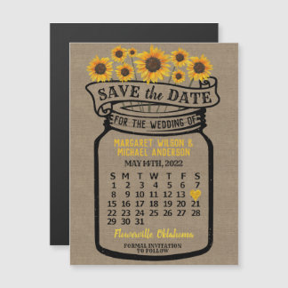 Wedding Save the Date Mason Jar Boerderij May 2022 Magnetische Uitnodiging
