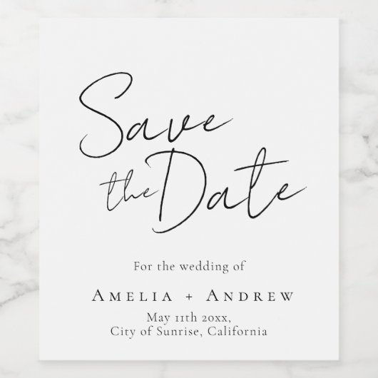Wedding Save the Date Minimalist Wijn Etiket (Enkel label)