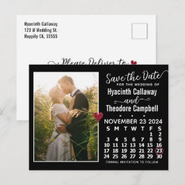 Wedding Save the Date November 2024 Calendar Photo Uitnodiging Briefkaart