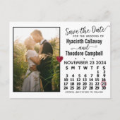 Wedding Save the Date November 2024 Calendar Photo Uitnodiging Briefkaart (Voorkant)