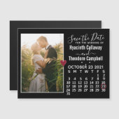 Wedding Save the Date Oktober 2021 Calendar Photo Magnetische Uitnodiging (Voorkant / Achterkant)