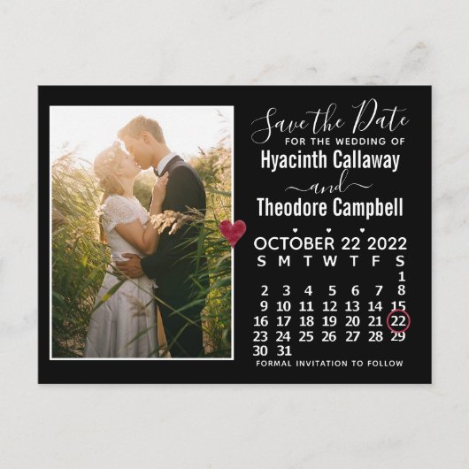 Wedding Save the Date Oktober 2022 Calendar Photo Uitnodiging Briefkaart (Voorkant)