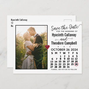Wedding Save the Date Oktober 2024 Calendar Photo Uitnodiging Briefkaart