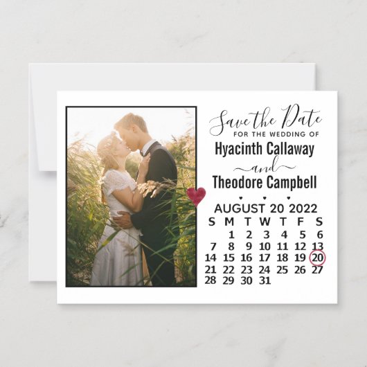 Wedding Save the Date Photo August 2022 Calendar Magnetische Uitnodiging (Voorkant)