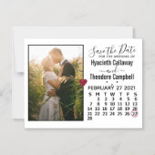 Wedding Save the Date Photo February 2021 Calendar Magnetische Uitnodiging (Voorkant)