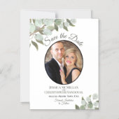 Wedding Save the Date Photo & Greenery White Magnetische Uitnodiging (Voorkant)