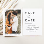 Wedding Save the Date Photo Minimalist<br><div class="desc">Het huwelijk bewaart de Kaarten van de Datum die een foto op de voorzijde hebben. Sparen de kaarten van de Datum bevatten een moderne hand geschreven kromme manuscripttypografie die elegant,  eenvoudig en modern zijn om na u minimalistische eenvoudige trouwdag te gebruiken viering.</div>