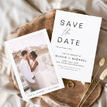 Wedding Save the Date Photo Minimalist<br><div class="desc">Het huwelijk bewaart de Kaarten van de Datum die een foto op de voorzijde hebben. Sparen de kaarten van de Datum bevatten een moderne hand geschreven kromme manuscripttypografie die elegant,  eenvoudig en modern zijn om na u minimalistische eenvoudige trouwdag te gebruiken viering.</div>