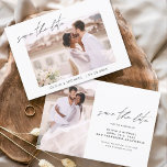 Wedding Save the Date Photo Minimalist<br><div class="desc">Het huwelijk bewaart de Kaarten van de Datum die een foto op de voor en rug hebben. Sparen de kaarten van de Datum bevatten een moderne hand geschreven kromme manuscripttypografie die elegant,  eenvoudig en modern zijn om na u minimalistische eenvoudige trouwdag te gebruiken viering.</div>