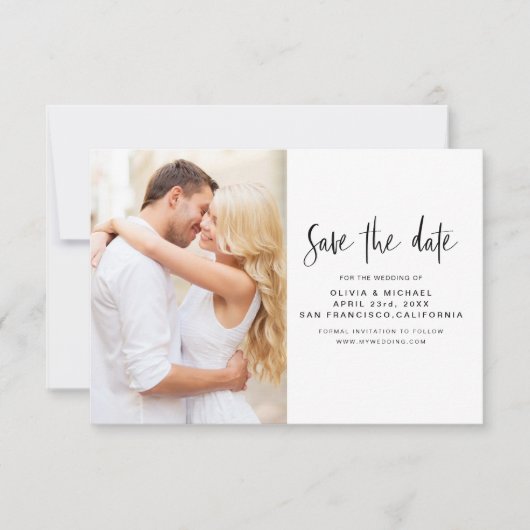 Wedding Save the Date Photo Romantic Elegant (Voorkant)