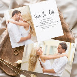 Wedding Save the Date Photo Romantic Elegant Postc Briefkaart<br><div class="desc">Het huwelijk bewaart de Kaarten van de Datum die een foto op de voor en rug hebben. Sparen de kaarten van de Datum bevatten een moderne hand geschreven krommende manuscripttypografie die elegant,  eenvoudig en modern zijn om na de dag van uw bruiloft te gebruiken.</div>