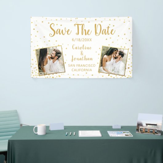Wedding Save the Date Photos Gold Confetti Spandoek (Beurs)