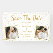 Wedding Save the Date Photos Gold Confetti Spandoek (Horizontaal)