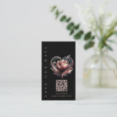 Wedding Save the Date-QR code-Blush Roos Visitekaartje (Staand voorkant)