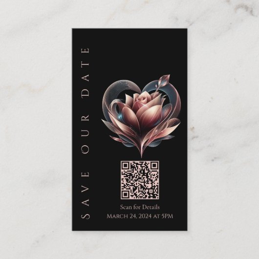 Wedding Save the Date-QR code-Blush Roos Visitekaartje (Voorkant)