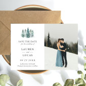 Wedding Save the Date Rustic Pine Trees PHOTO