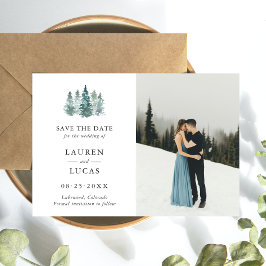 Wedding Save the Date Rustic Pine Trees PHOTO