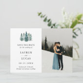 Wedding Save the Date Rustic Pine Trees PHOTO (Staand voorkant)