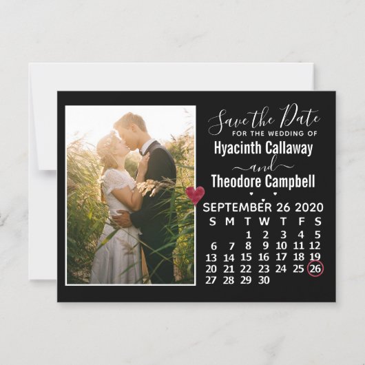 Wedding Save the Date September 2020 Calendar Magnetische Uitnodiging (Voorkant)
