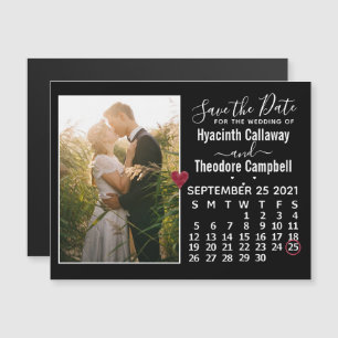 Wedding Save the Date September 2021 Calendar Magnetische Uitnodiging