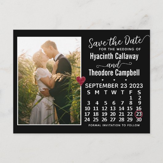 Wedding Save the Date September 2023 Calendar Pic Uitnodiging Briefkaart (Voorkant)