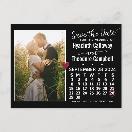 Wedding Save the Date September 2024 Calendar Pic Uitnodiging Briefkaart (Voorkant)