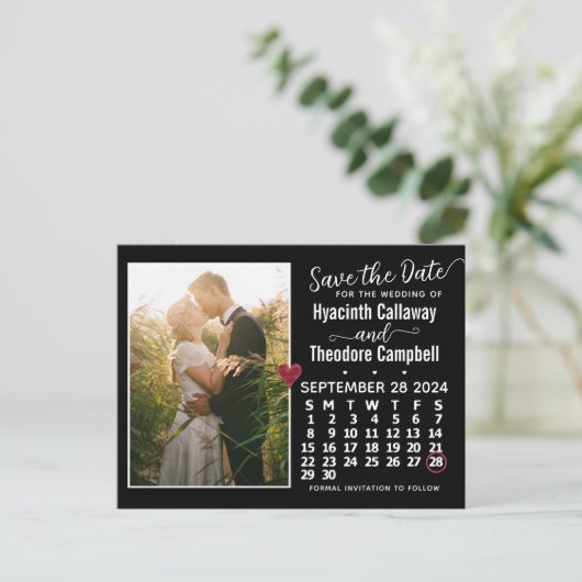 Wedding Save the Date September 2024 Calendar Pic Uitnodiging Briefkaart (Staand voorkant)