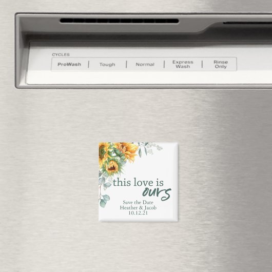 Wedding Save the Date Sunflower en Eucalyptus Magneet (Insitu (Vaatwasser))