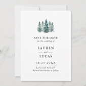 Wedding Save the Date Waterverf Rustic Pine Trees (Voorkant)