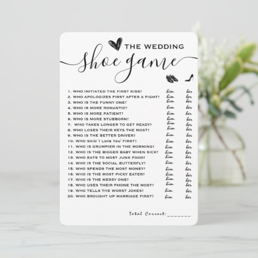 Wedding schoen spel Hij zei dat ze zei elegante sp Kaart (Staand voorkant)