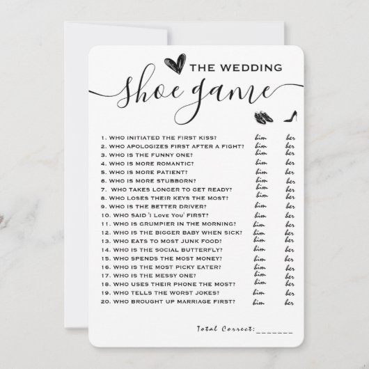 Wedding schoen spel Hij zei dat ze zei elegante sp Kaart (Voorkant)